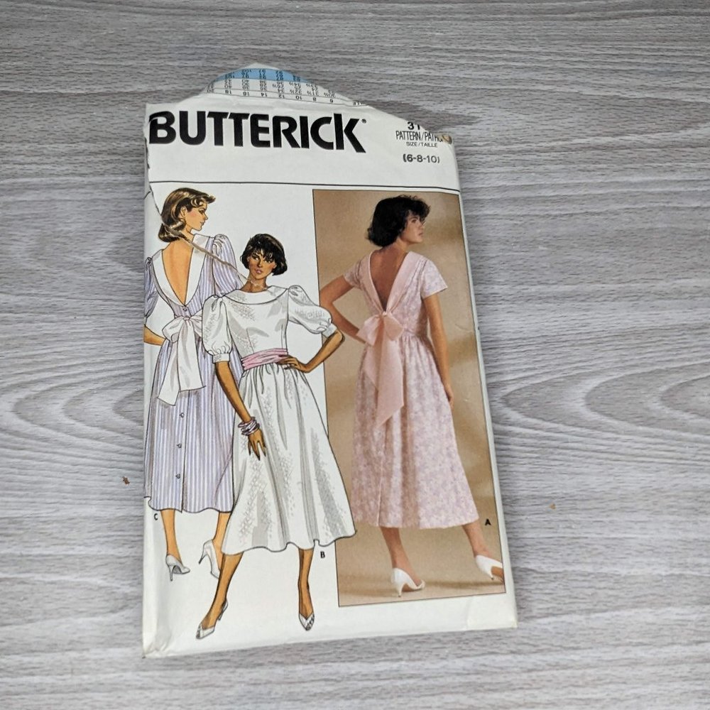 Vintage 1985 Butterick Dress Pattern Size 6-8-10